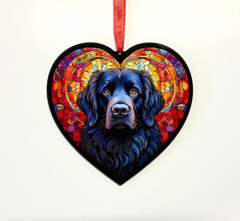 Newfoundland Stained Glass Effect Heart Suncatcher